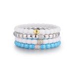Bracelets 18K Gold Over Ceramic and Diamond Barrel Stretch Bracelet