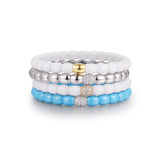 Bracelets 18K Gold Over Ceramic and Diamond Barrel Stretch Bracelet