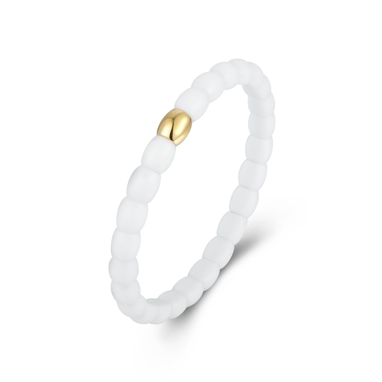 Bracelets 18K Gold Over Ceramic and Diamond Barrel Stretch Bracelet