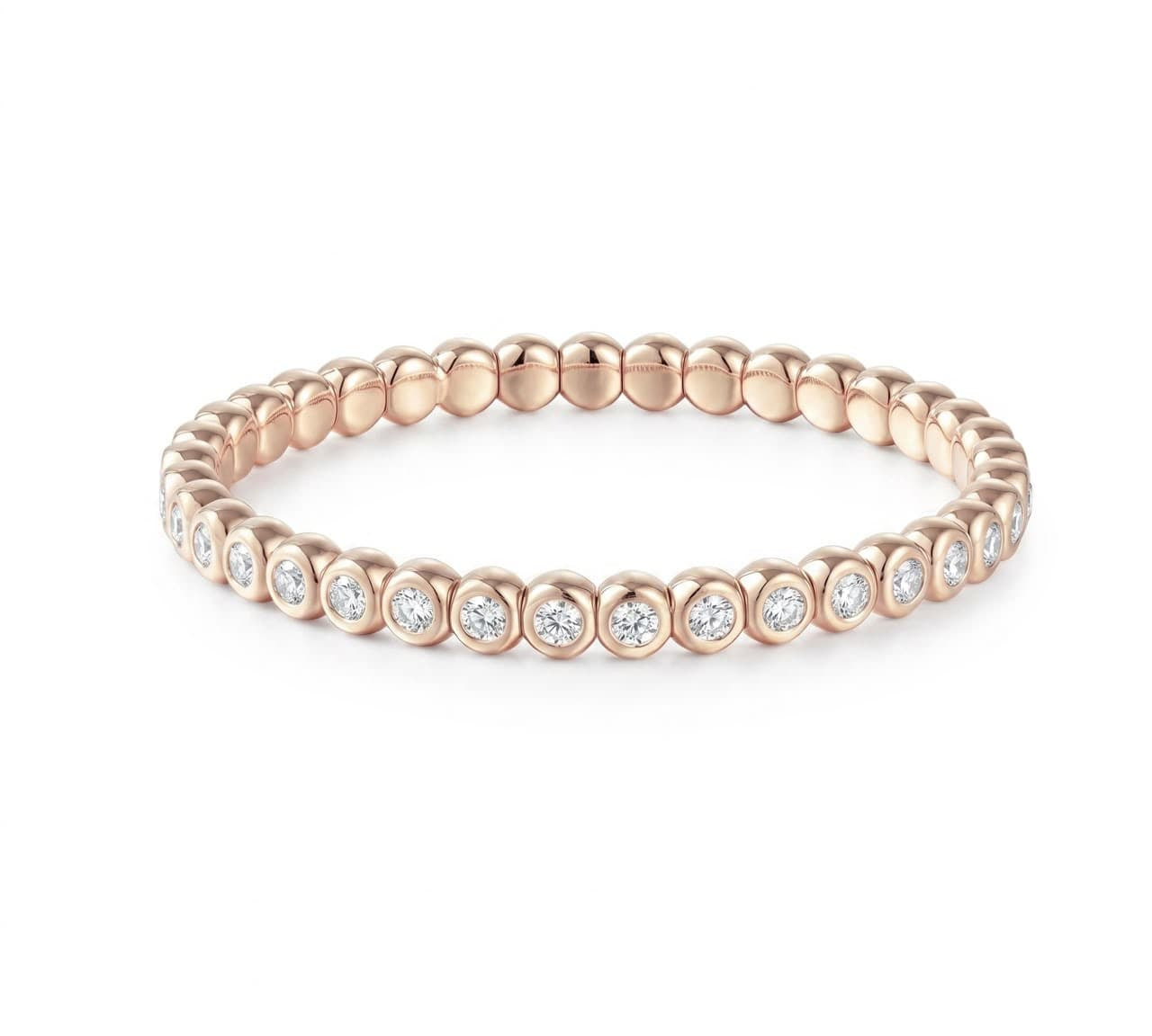Bracelets 18K Gold Over Ceramic and Diamond Bezel Stretch Tennis Bracelet