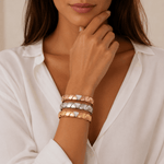 Bracelets 18K Gold Over Ceramic and Diamond Triangle Stretch Bracelet