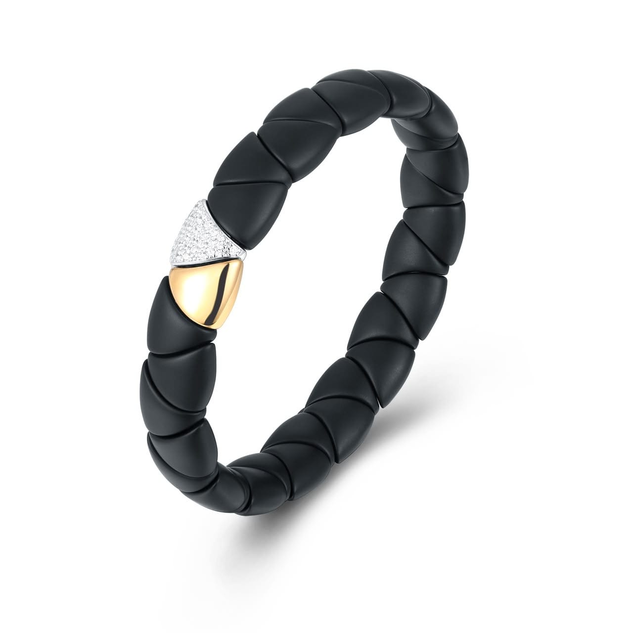 Bracelets 18K Gold Over Ceramic and Diamond Triangle Stretch Bracelet