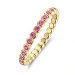 Bracelets 18K Gold Over Ceramic and Pink Sapphire Bezel Stretch Tennis Bracelet