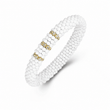 Bracelets 18K Gold Puffy Color Ceramic and Diamond Wave Stretch Bracelet