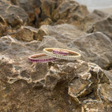 Bracelets 18K Gold Stretch Emerald Cut Ombre Pink Sapphire Tennis Bracelet