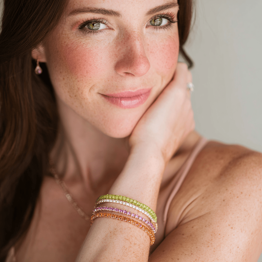 Bracelets 18K Gold Stretch Green Peridot Tennis Bracelet, 2.25-8.58 Carats