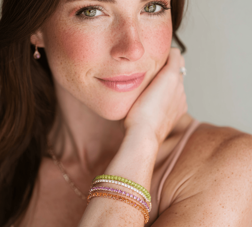 Bracelets 18K Gold Stretch Green Peridot Tennis Bracelet, 2.25-8.58 Carats