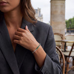 Bracelets 18K Gold Stretch Half Teal Sapphire And Half Round Diamond Tennis Bracelet, Oval Shape, Natural Mined Diamonds