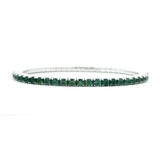 Bracelets 18K Gold Stretch Half Teal Sapphire And Half Round Diamond Tennis Bracelet, Oval Shape, Natural Mined Diamonds