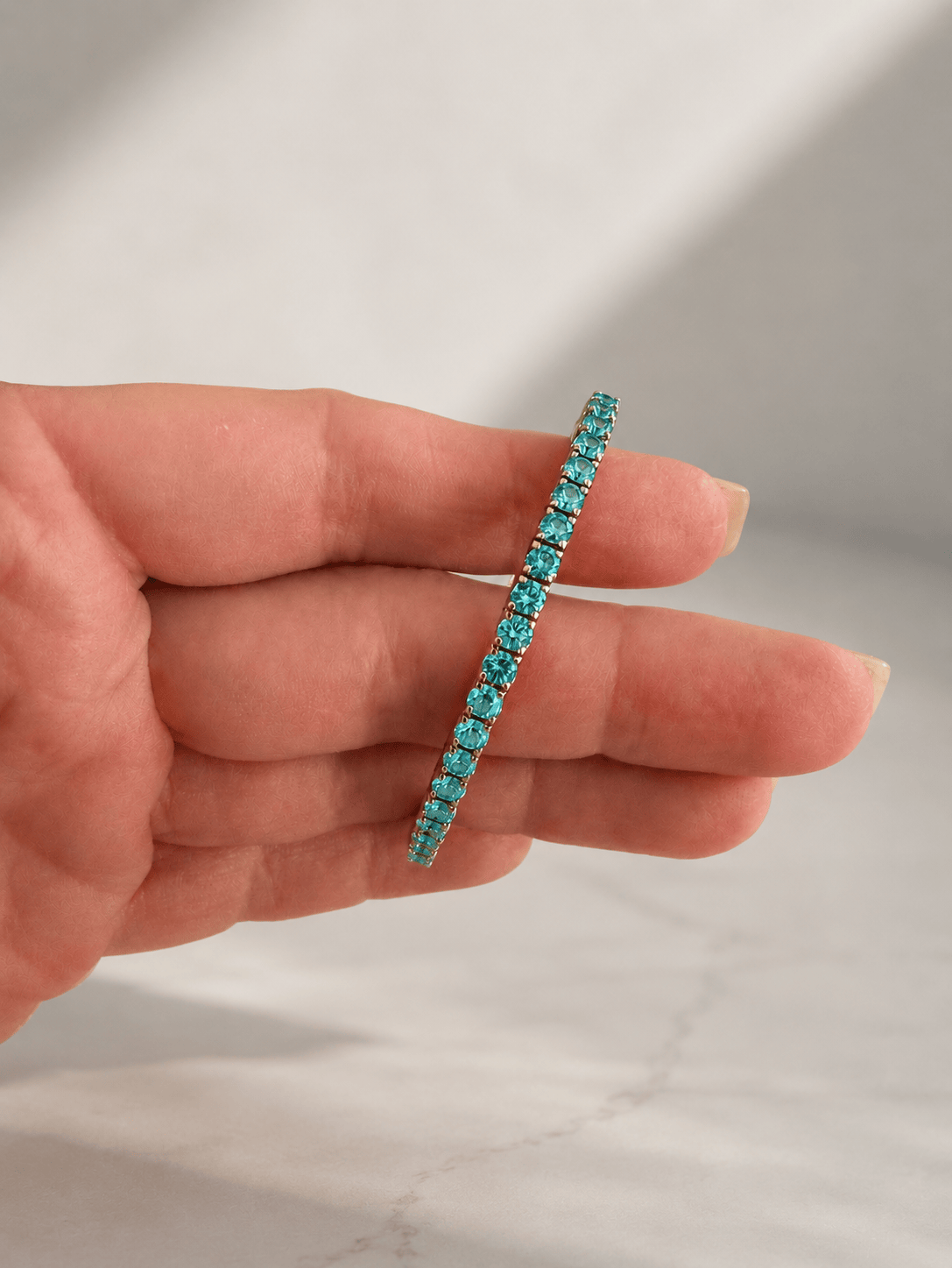 Bracelets 18K Gold Stretch Paraiba Tourmaline Tennis Bracelet, 2.25-8.58 Carats
