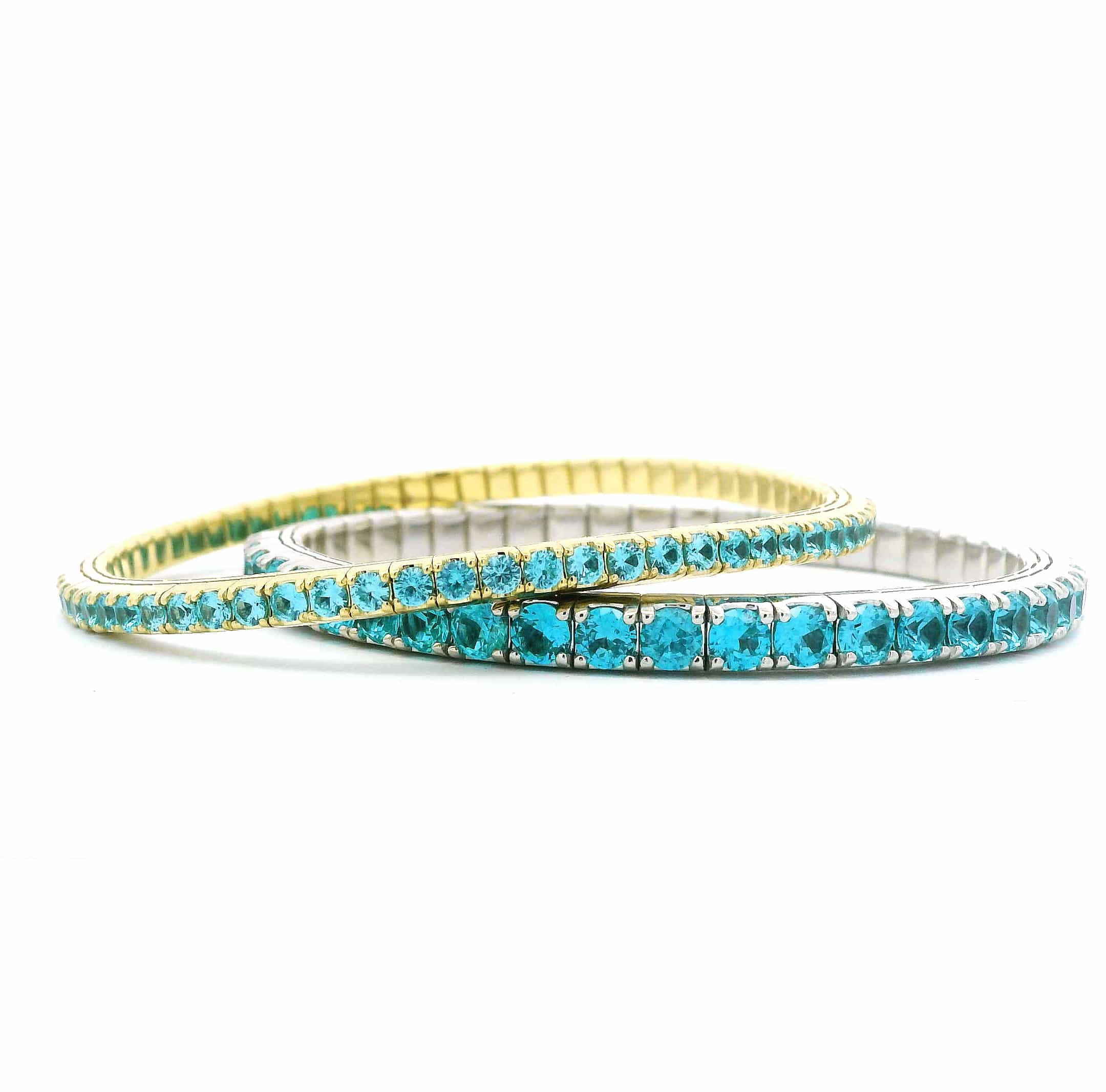 Bracelets 18K Gold Stretch Paraiba Tourmaline Tennis Bracelet, 2.25-8.58 Carats
