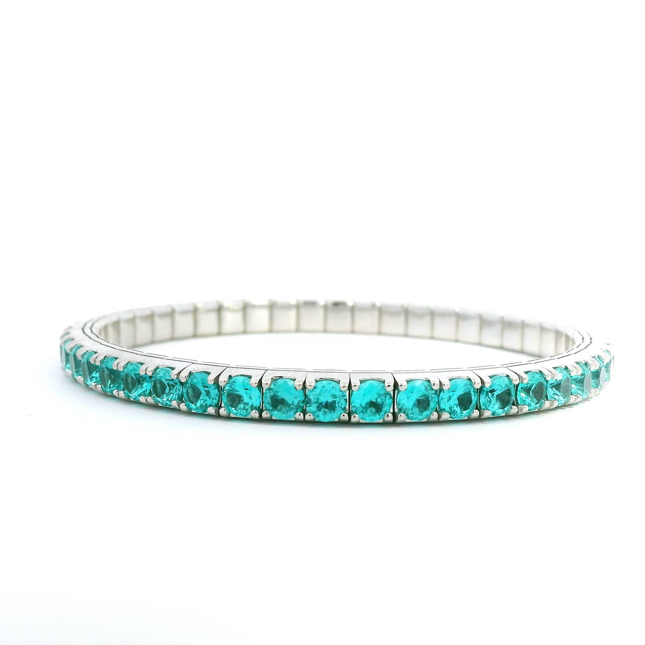 Bracelets 18K Gold Stretch Paraiba Tourmaline Tennis Bracelet, 2.25-8.58 Carats