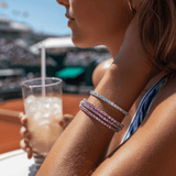 Bracelets 18K Gold Stretch Pink Sapphire Tennis Bracelet, 8.55-18 Carats
