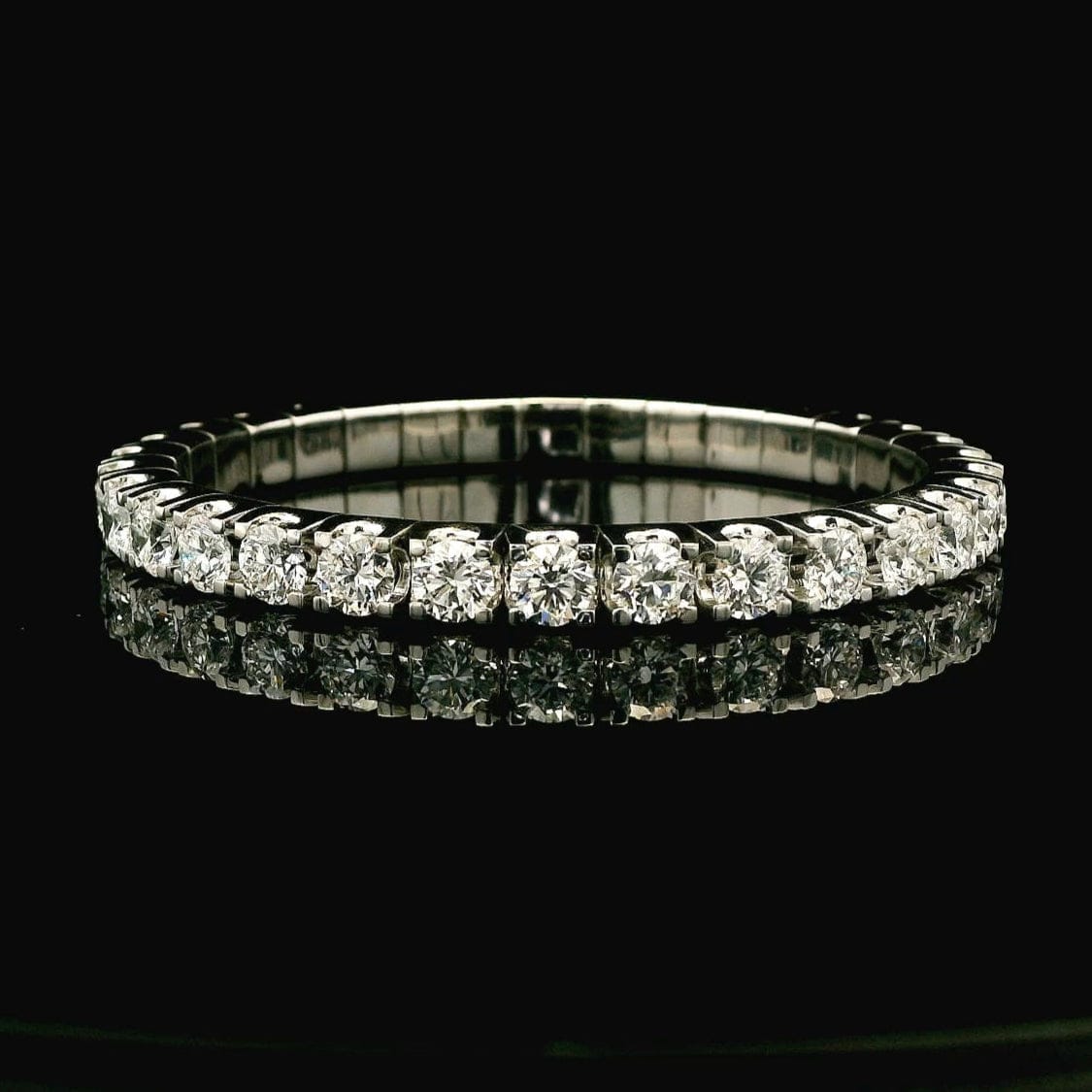 Bracelets 18K Gold Stretch Round Diamond Tennis Bracelet, 12 plus Carats, Natural Mined DIamonds