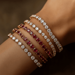 Bracelets 18K Gold Stretch Ruby Tennis Bracelet, 8.55-18 Carats
