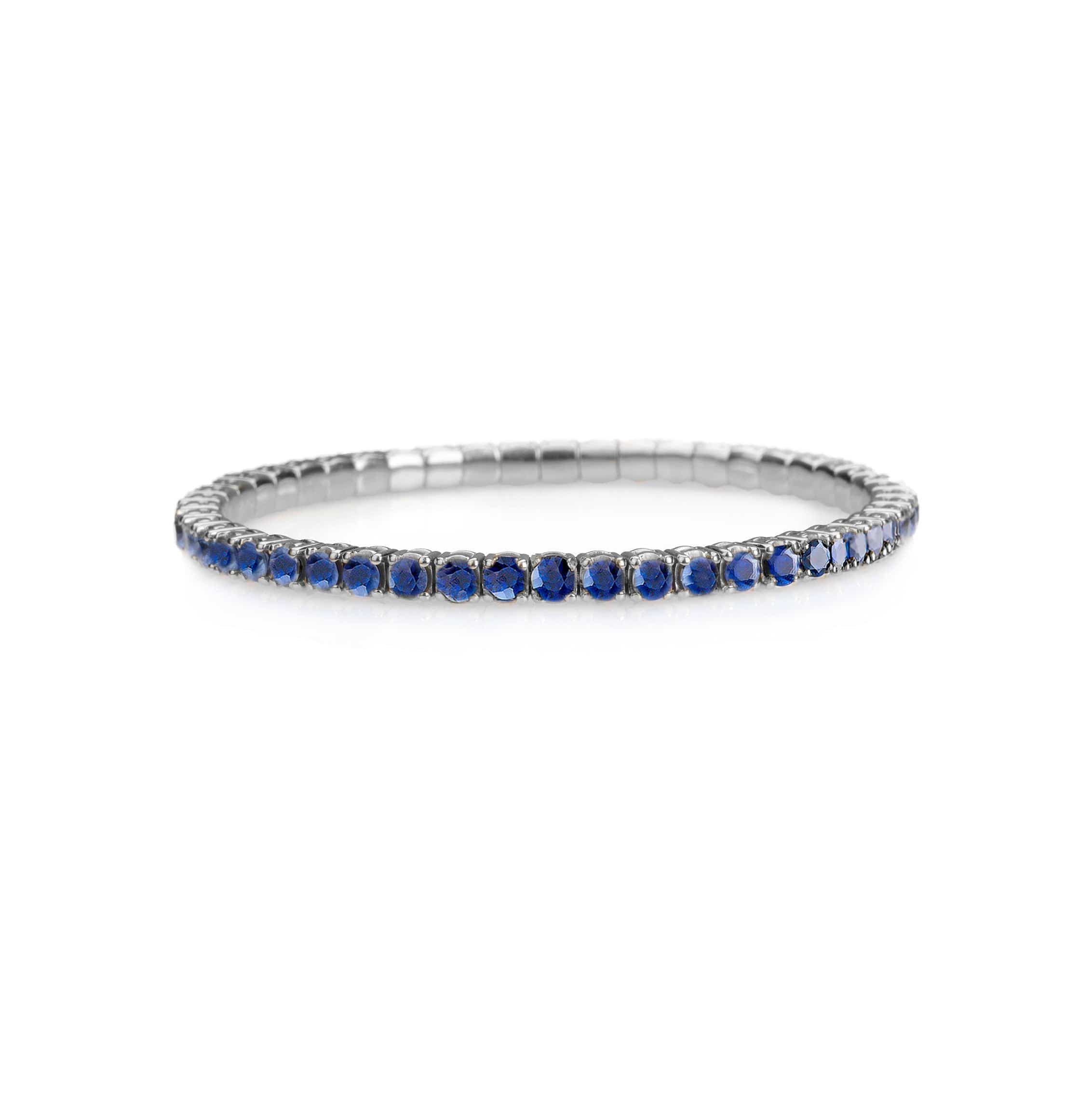 Bracelets 18K Gold Stretch & Stack Blue Sapphire Tennis Bracelet, 2.25-8.58 Carats