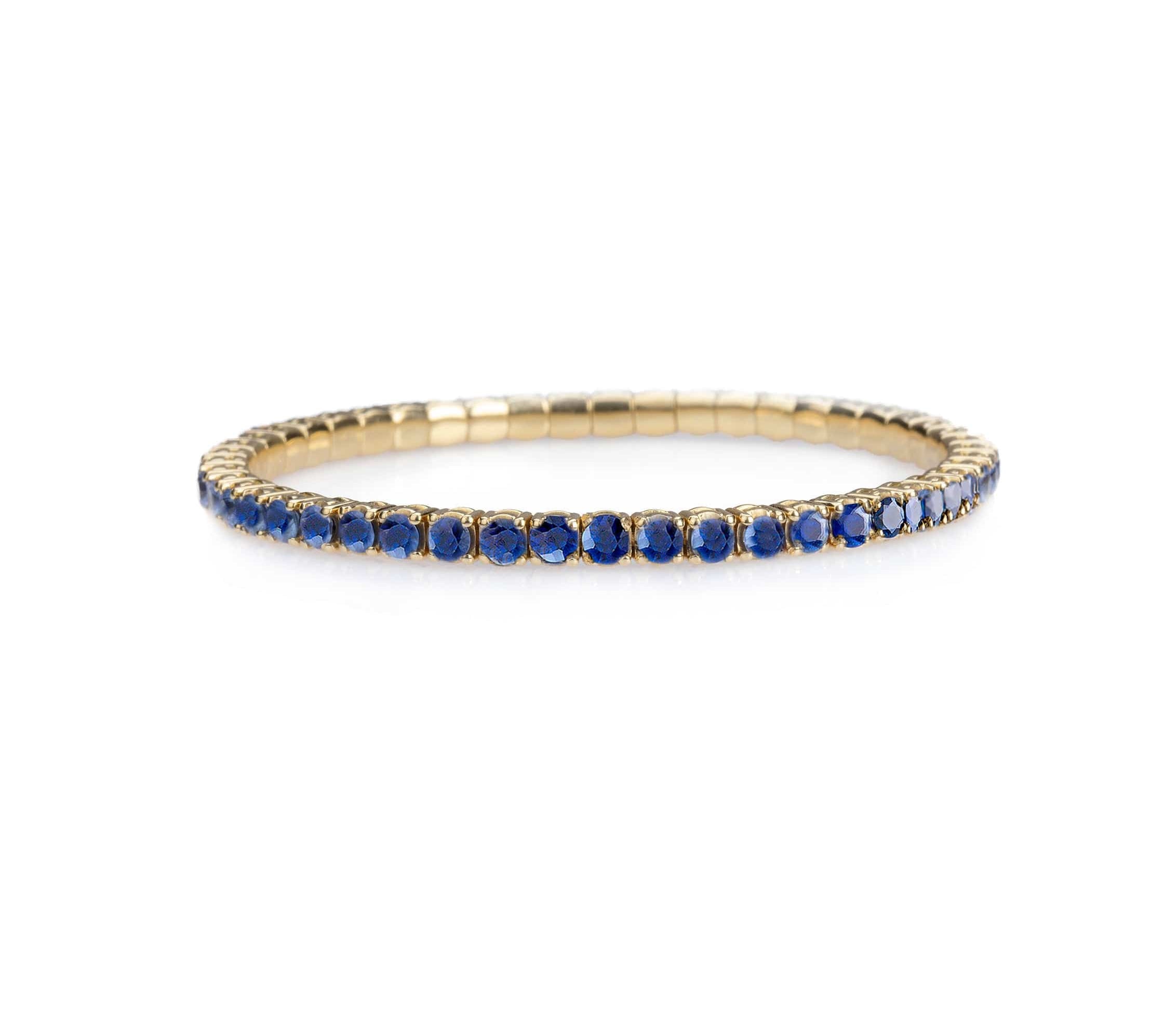 Bracelets 18K Gold Stretch & Stack Blue Sapphire Tennis Bracelet, 2.25-8.58 Carats