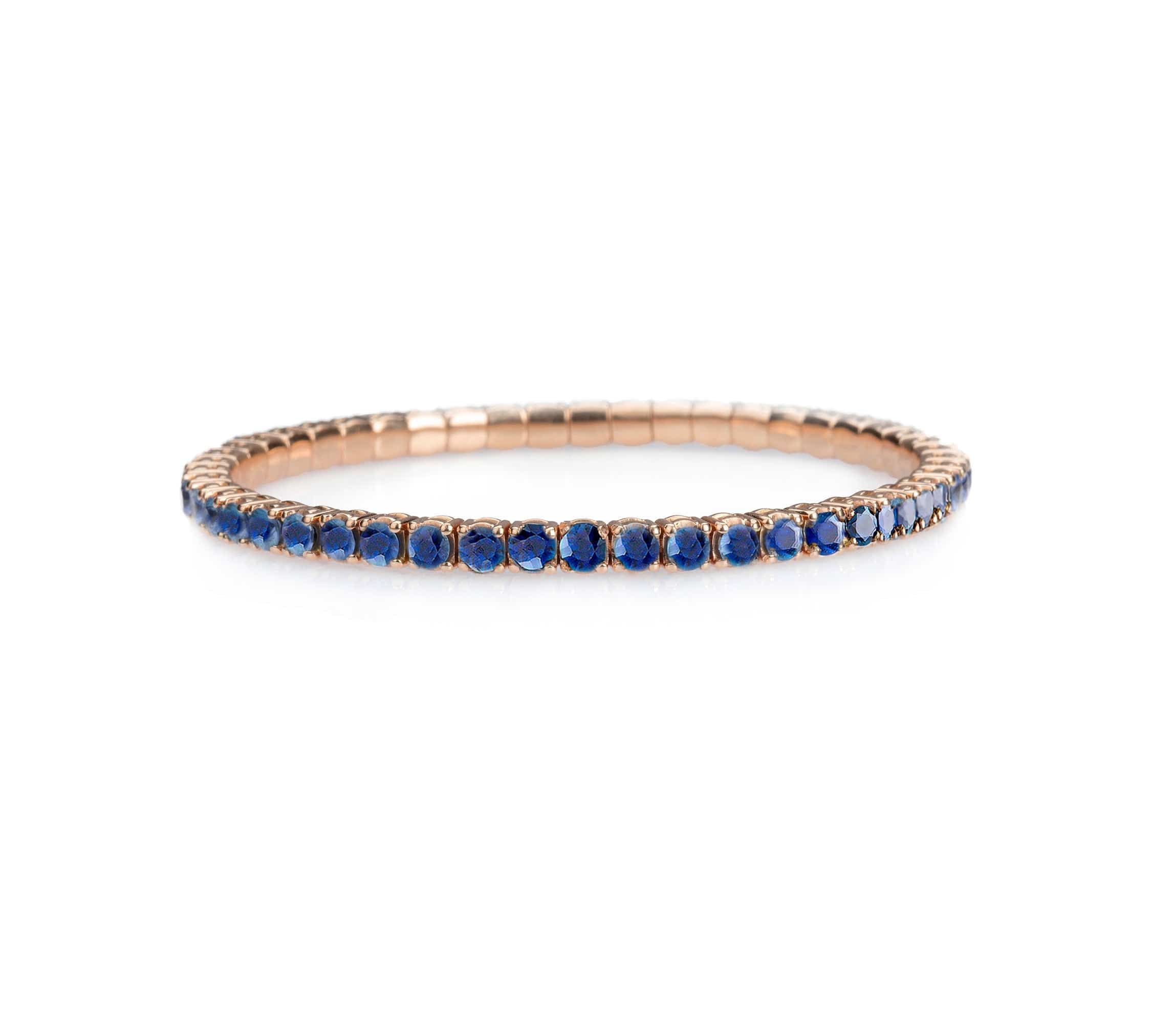 Bracelets 18K Gold Stretch & Stack Blue Sapphire Tennis Bracelet, 8.55-18 Carats