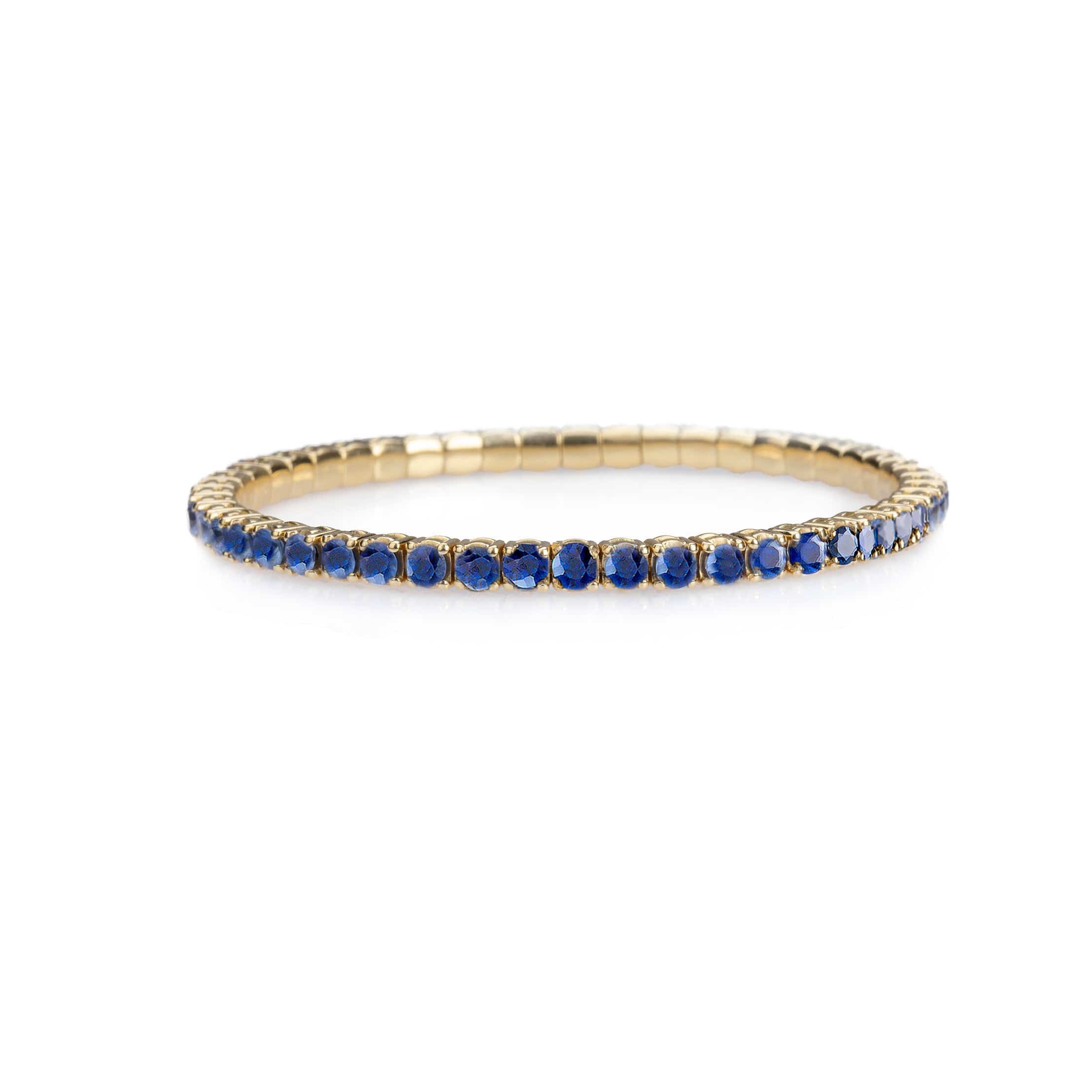 Bracelets 18K Gold Stretch & Stack Blue Sapphire Tennis Bracelet, 8.55-18 Carats