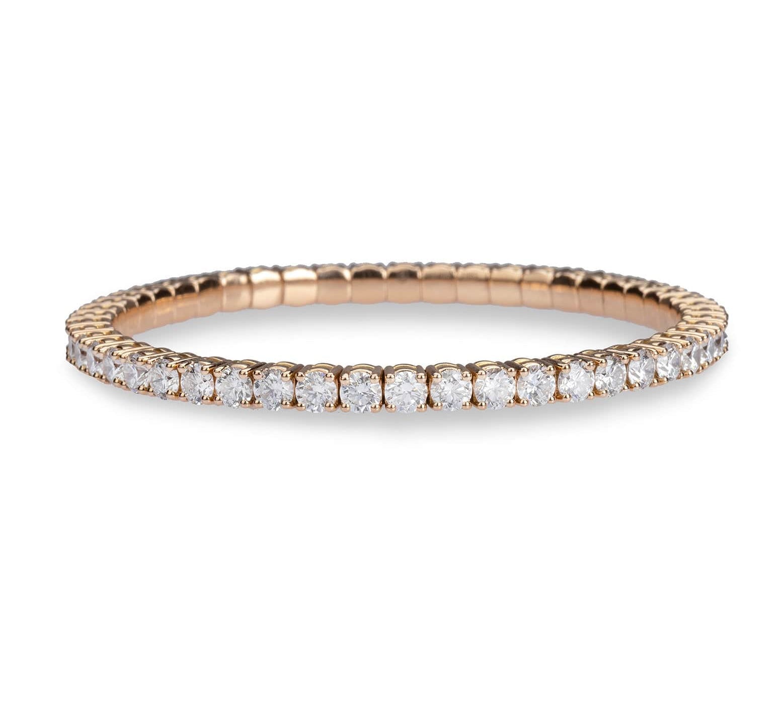 Bracelets 18K Gold Stretch & Stack Round Diamond Tennis Bracelet, 8.0 Carats, Lab Grown