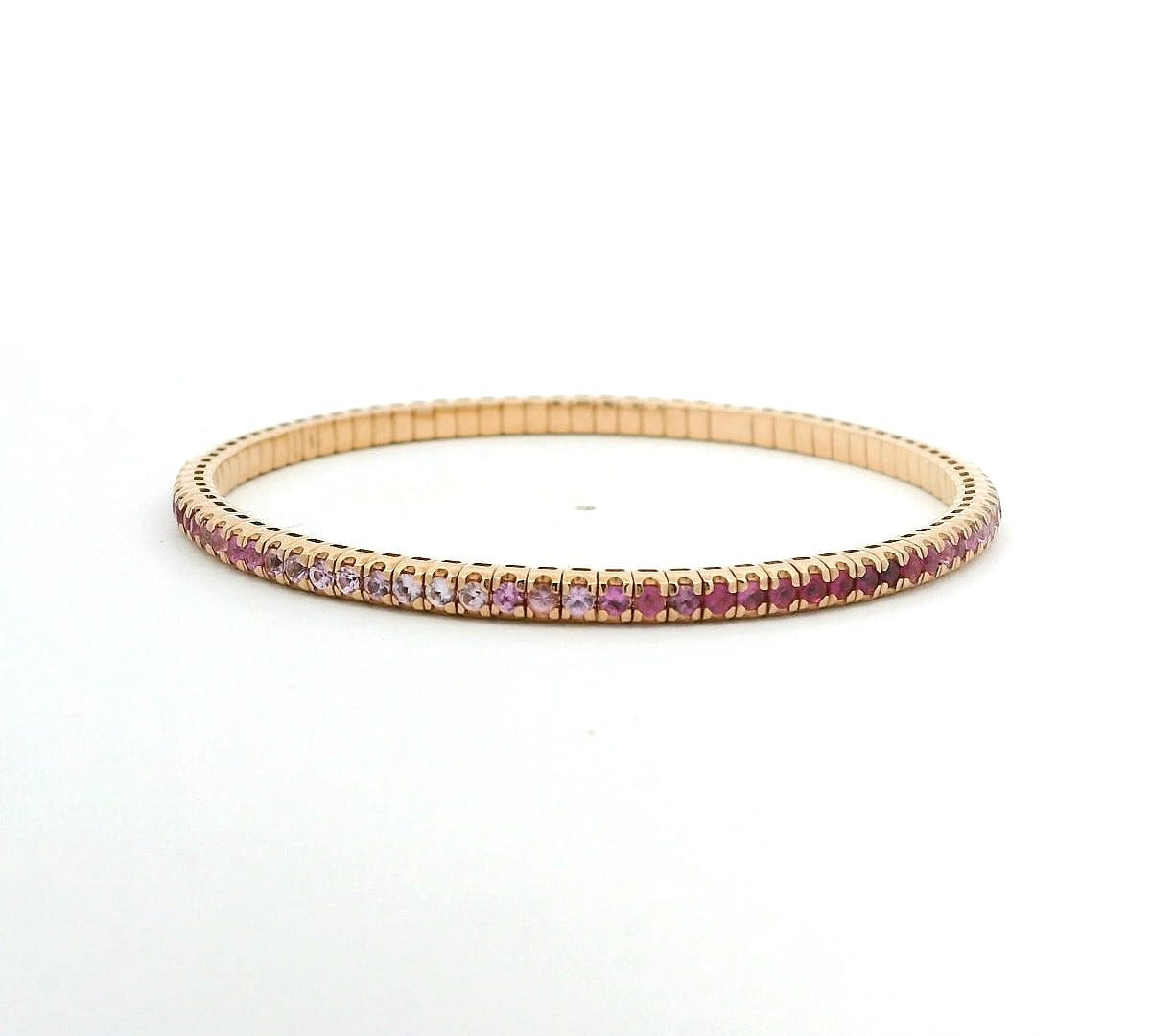 Bracelets 18K Stretch Pink Sapphire Ombre Tennis Bracelet, 2.5 Carats