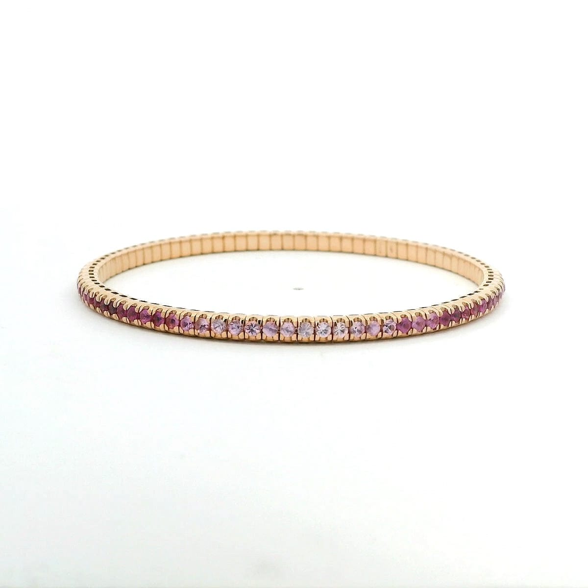 Bracelets 18K Stretch Pink Sapphire Ombre Tennis Bracelet, 2.5 Carats