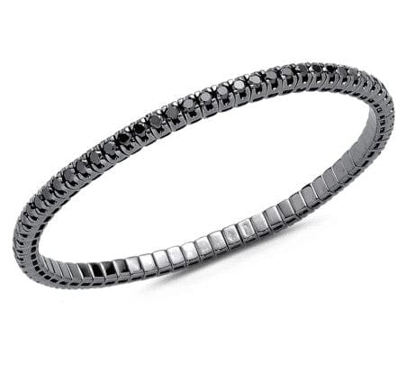 Bracelets 18K Stretch & Stack Black Round Diamond Tennis Bracelet, 6.75-16.2 Carats