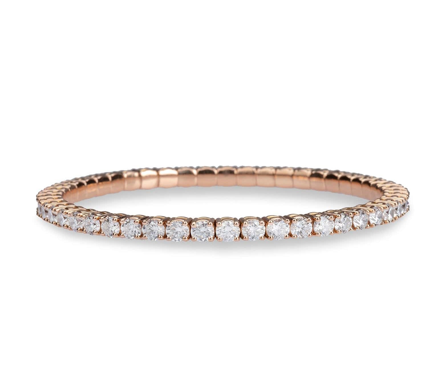 Bracelets 18K Stretch & Stack Round Diamond Tennis Bracelet, 6.0 Carats, Lab Grown