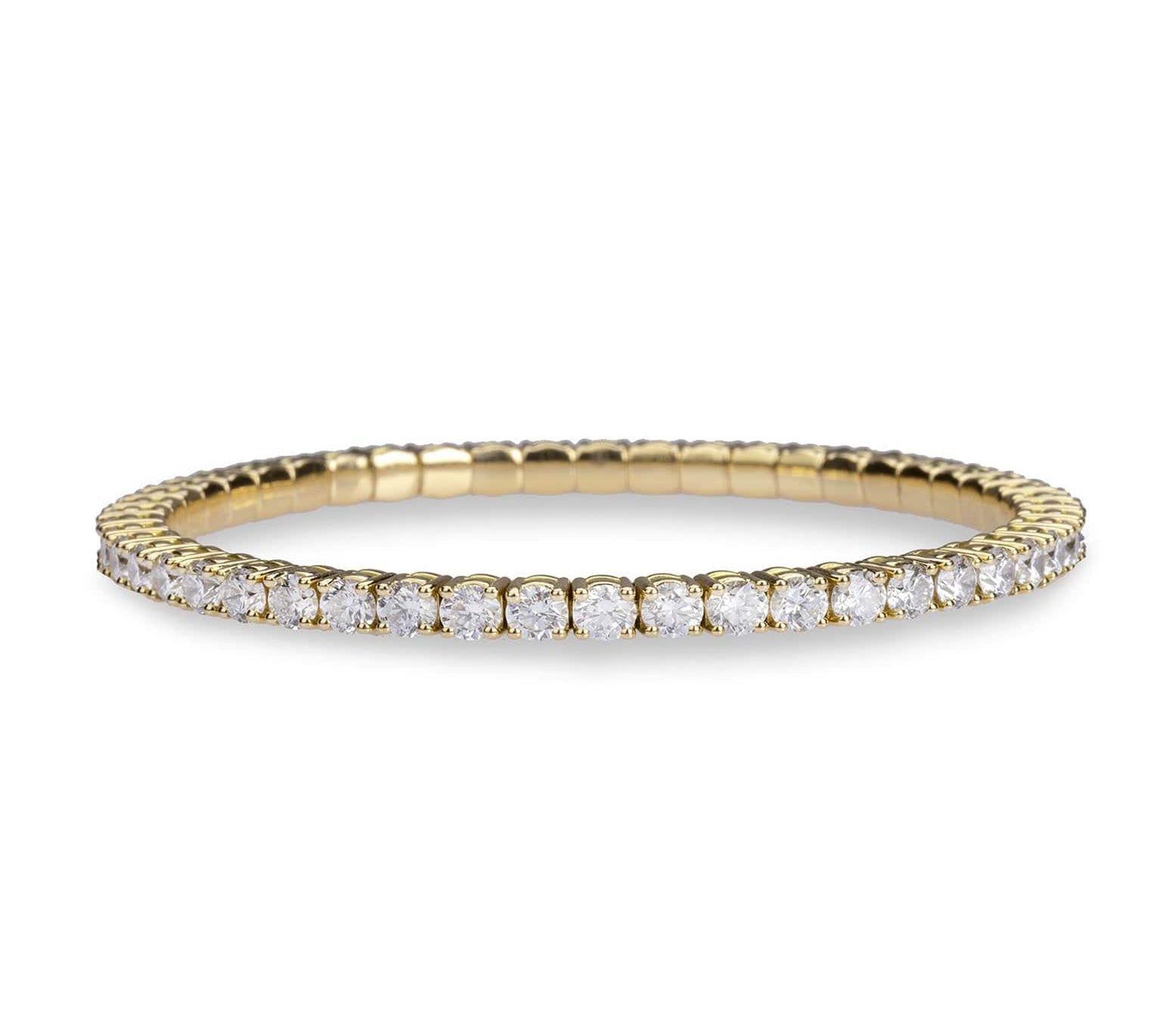 Bracelets 18K Stretch & Stack Round Diamond Tennis Bracelet, 6.0 Carats, Lab Grown