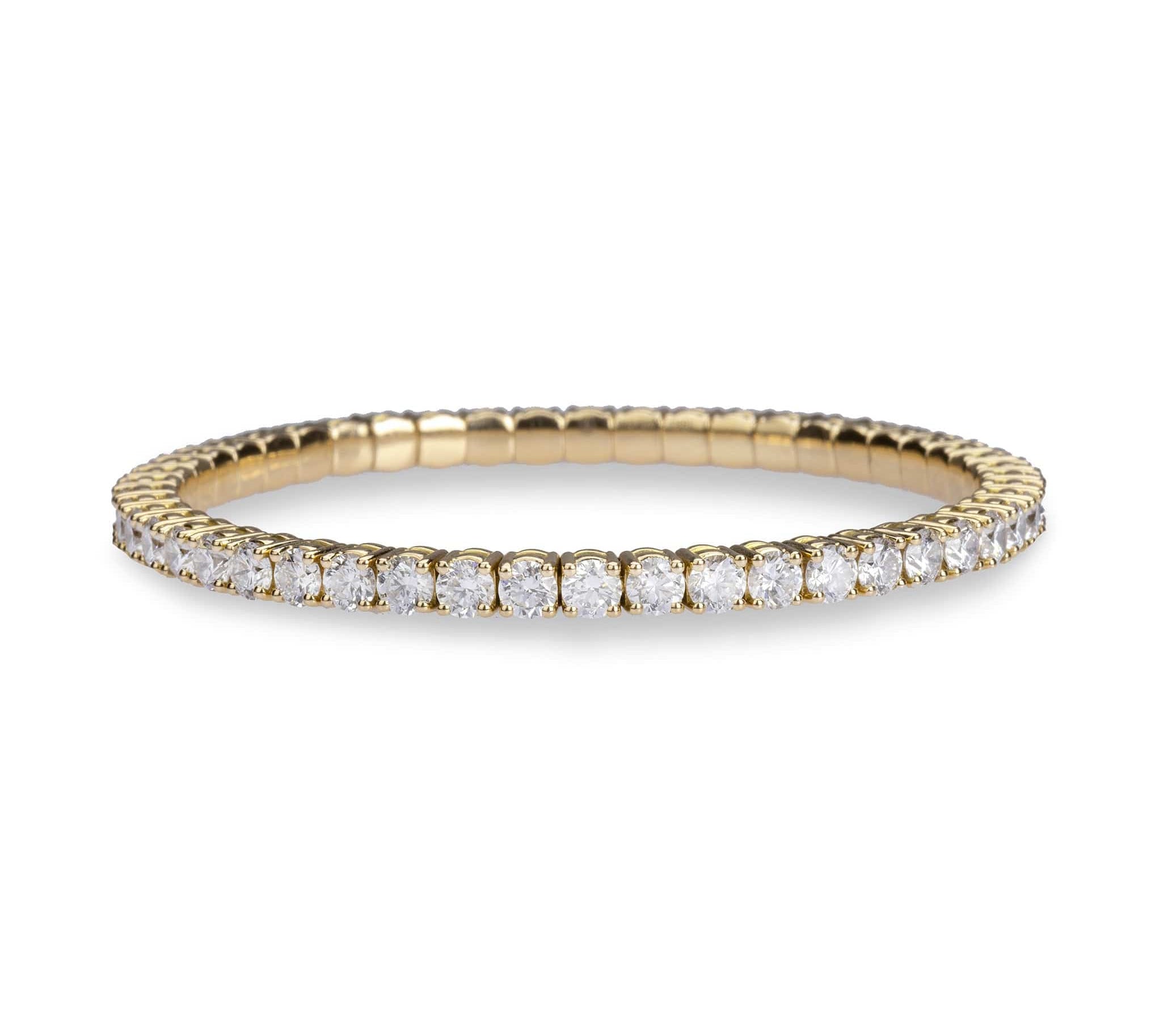 Bracelets 18K Stretch & Stack Round Diamond Tennis Bracelet, 6.0 Carats, Natural Mined Diamonds