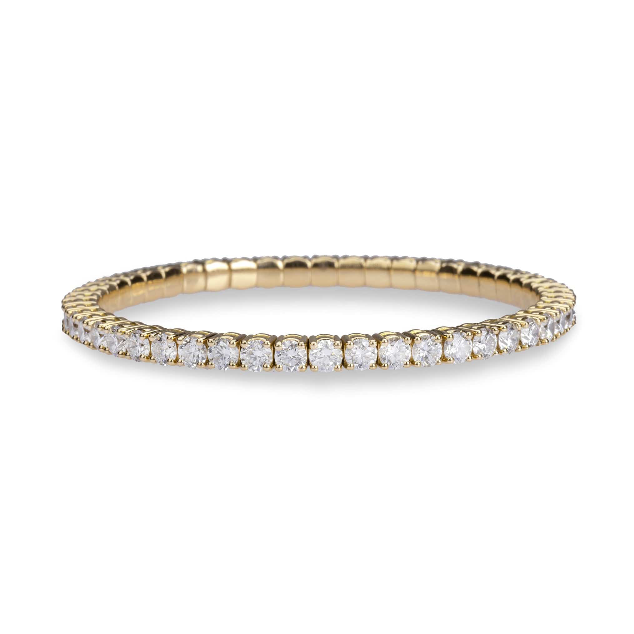 Bracelets 18K Stretch & Stack Round Diamond Tennis Bracelet, 6.0 Carats, Natural Mined Diamonds