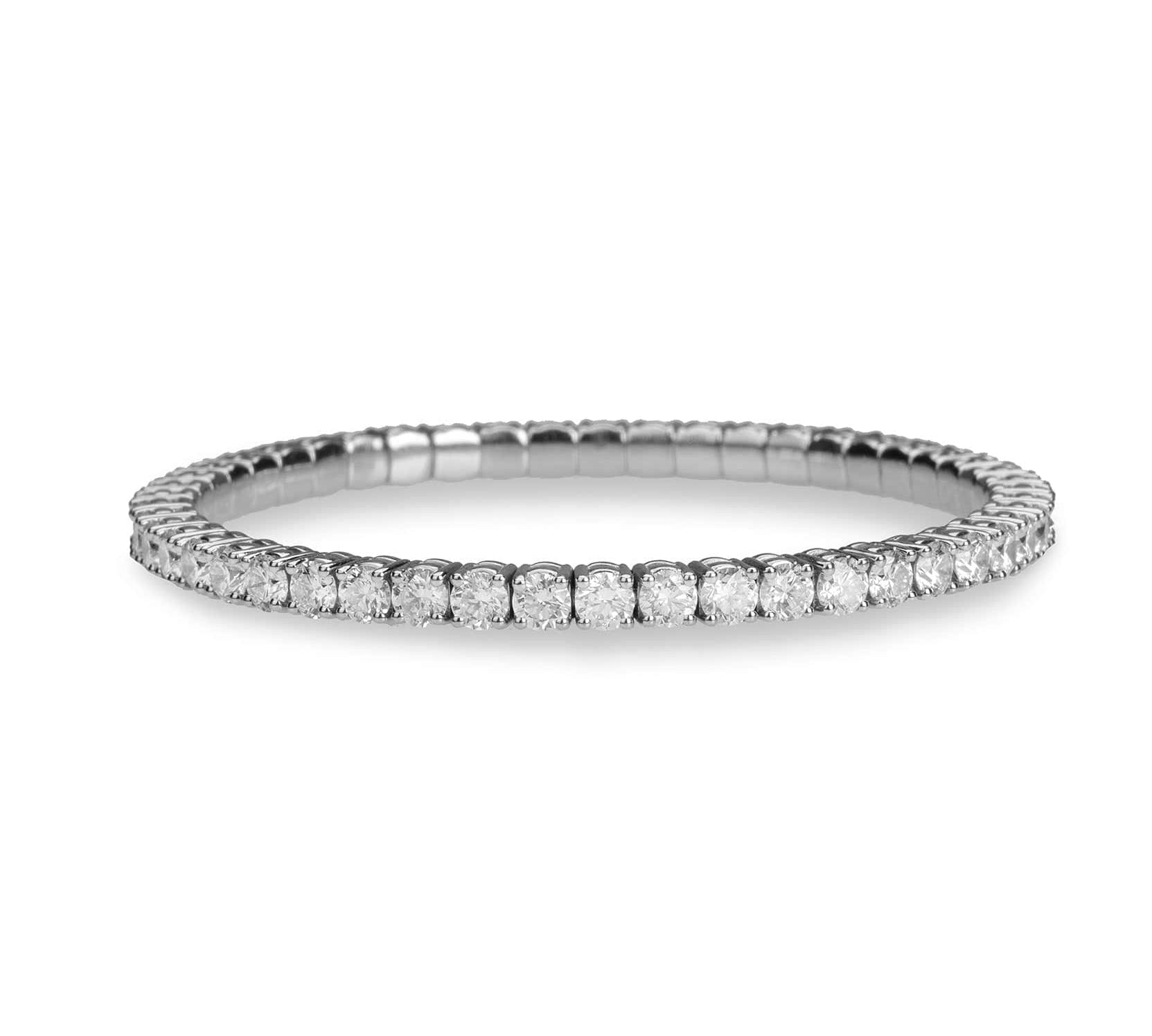 Bracelets 18K Stretch & Stack Round Diamond Tennis Bracelet, 6.0 Carats, Natural Mined Diamonds