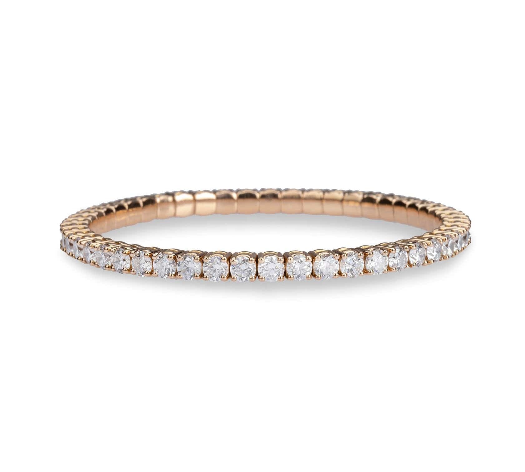 Bracelets 18K Stretch & Stack Round Diamond Tennis Bracelet, 6.0 Carats, Natural Mined Diamonds