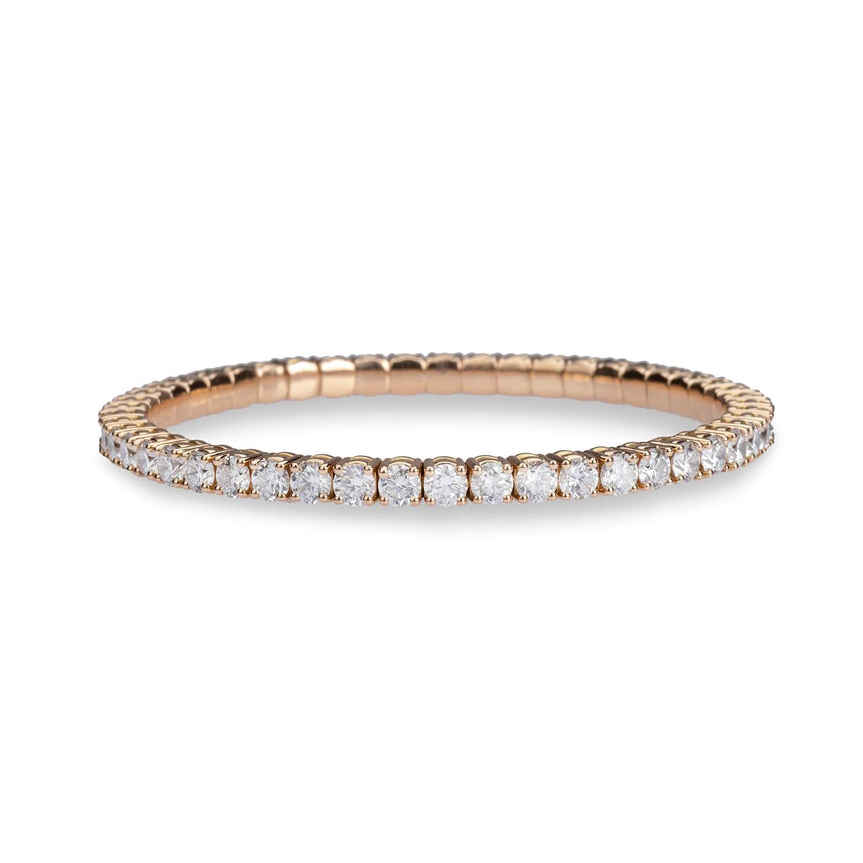 Bracelets 18K Stretch & Stack Round Diamond Tennis Bracelet, 6.0 Carats, Natural Mined Diamonds