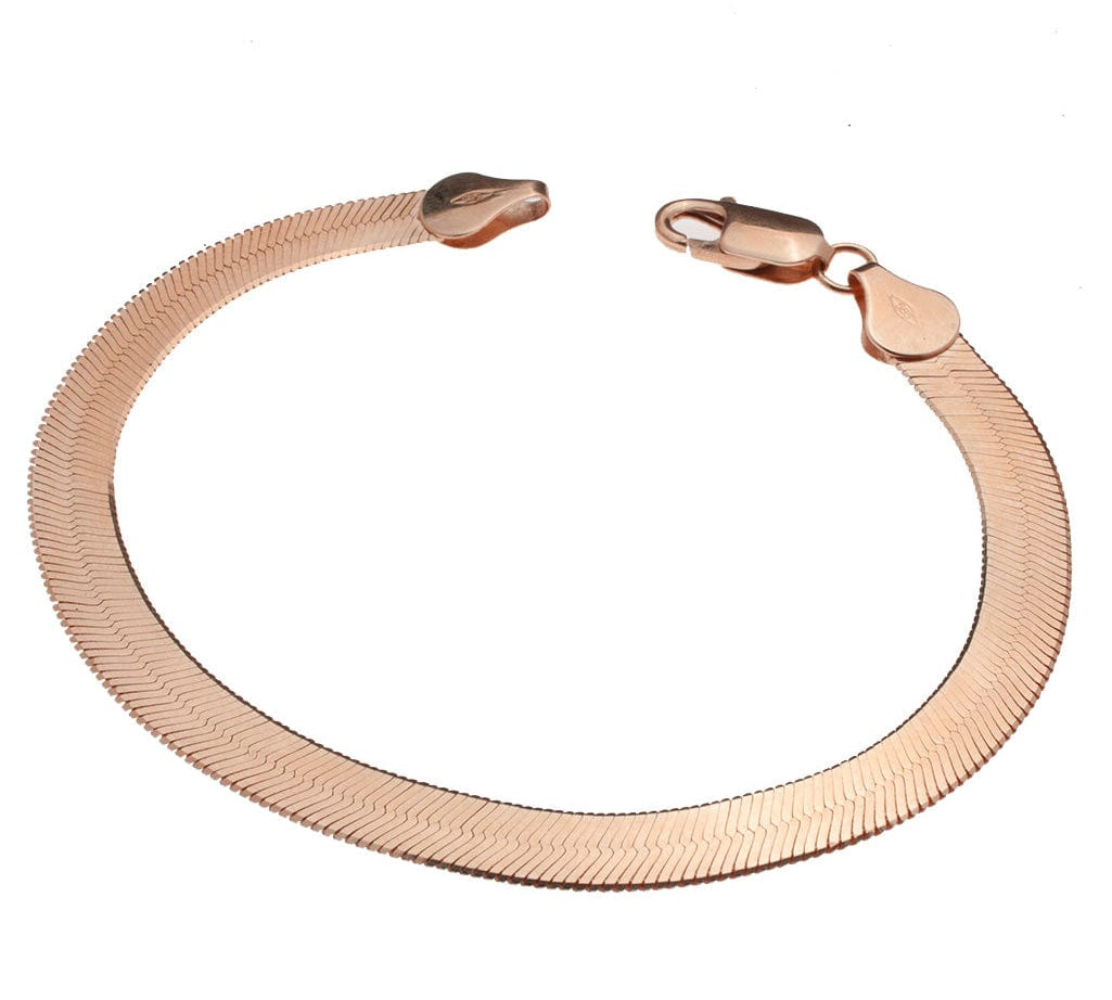 Bracelets 6.5" / Rose Gold / 14K 14K & 18K Gold Herringbone Chain Bracelet 6mm