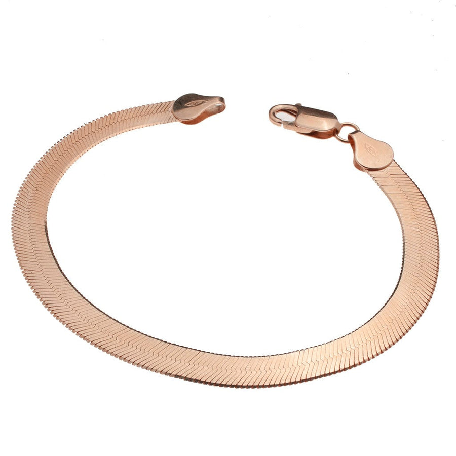 Bracelets 6.5" / Rose Gold / 14K 14K & 18K Gold Herringbone Chain Bracelet 6mm