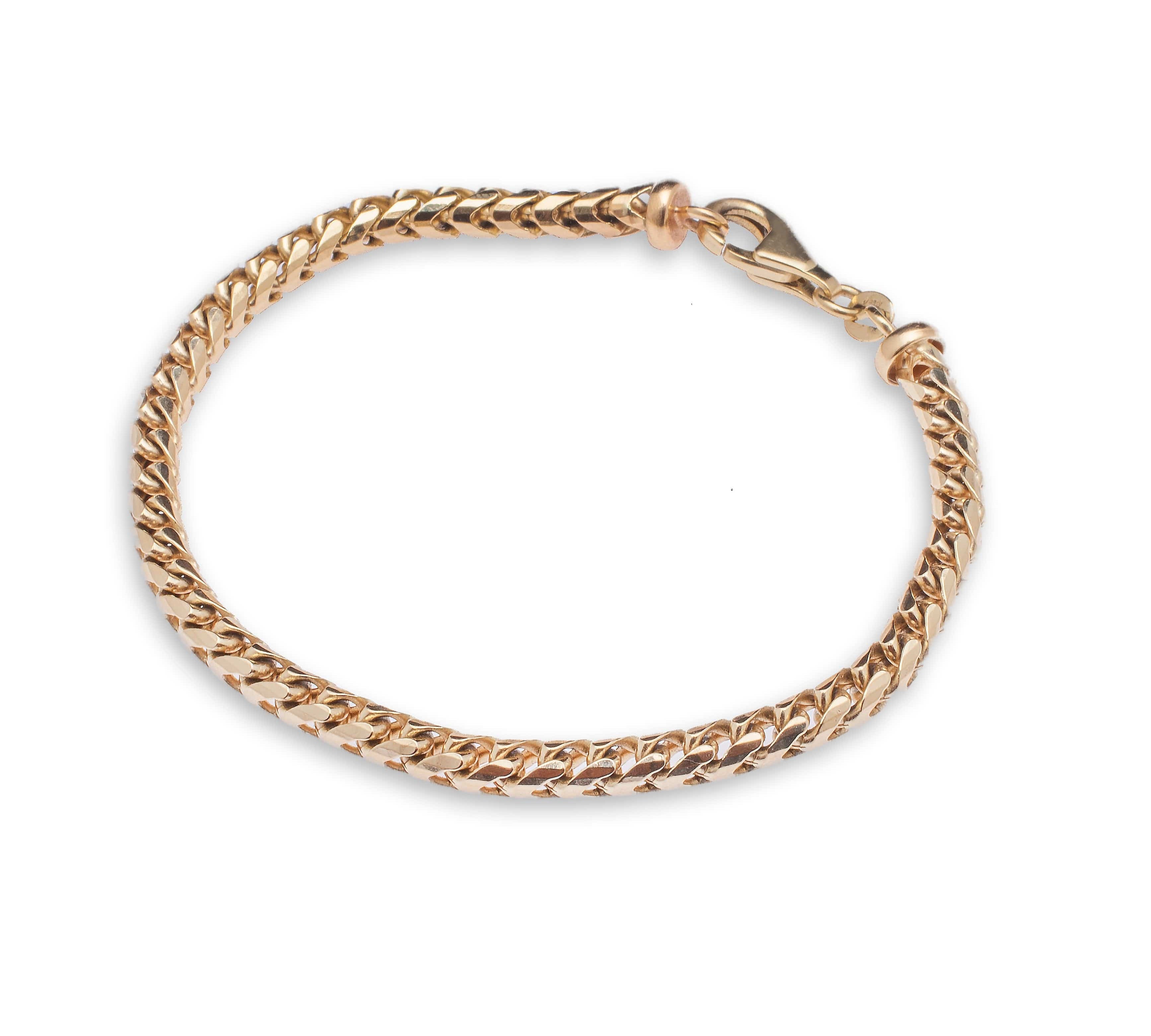 Bracelets 6.5" / Rose Gold / 14K 14K Gold Large Franco Diamond Cut Chain Bracelet 3mm