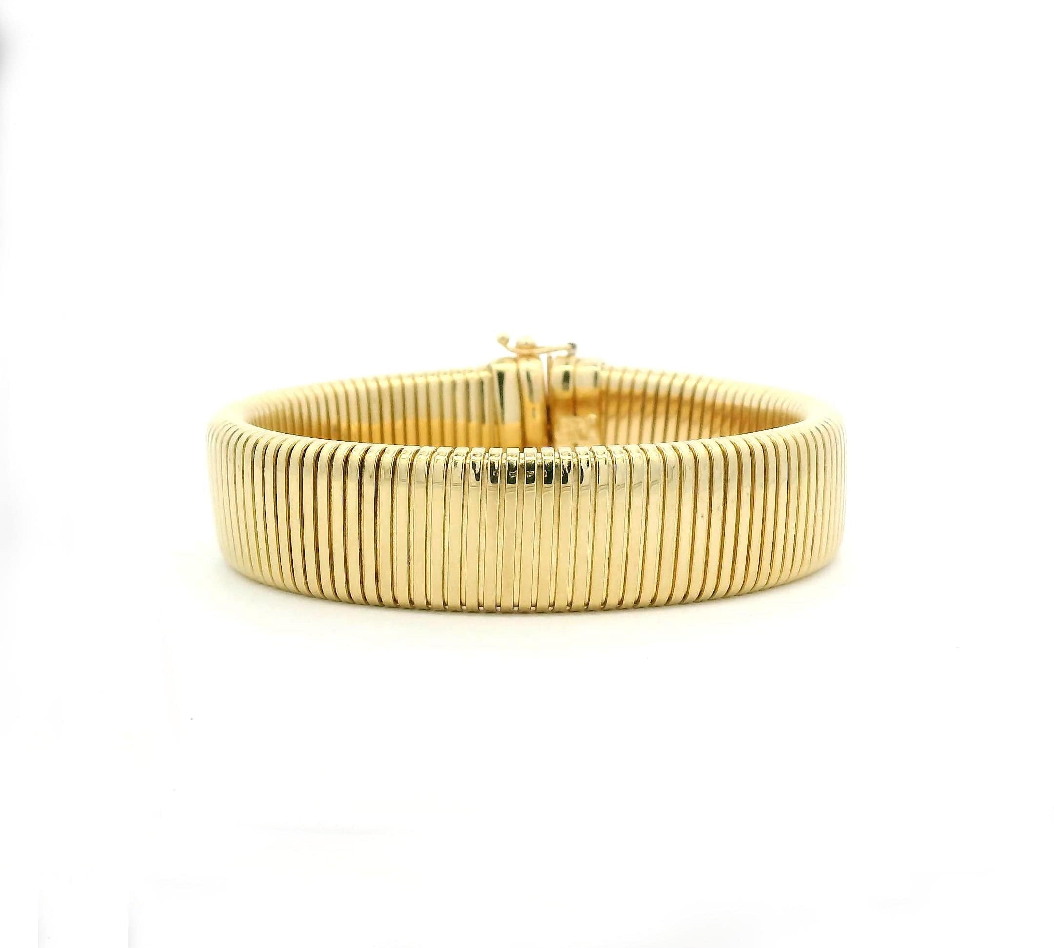 Bracelets 6.5" / Rose Gold / 14K 14K Gold Rolling Ribbed Bracelet