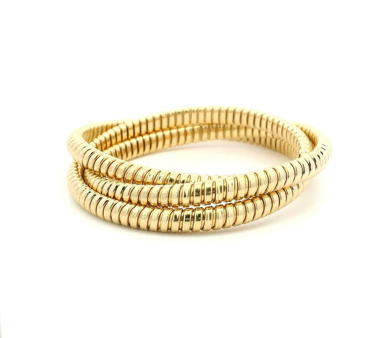 Bracelets 6.5" / Rose Gold / 14K 14K Gold Triple Rolling Ribbed Bracelet, 6mm
