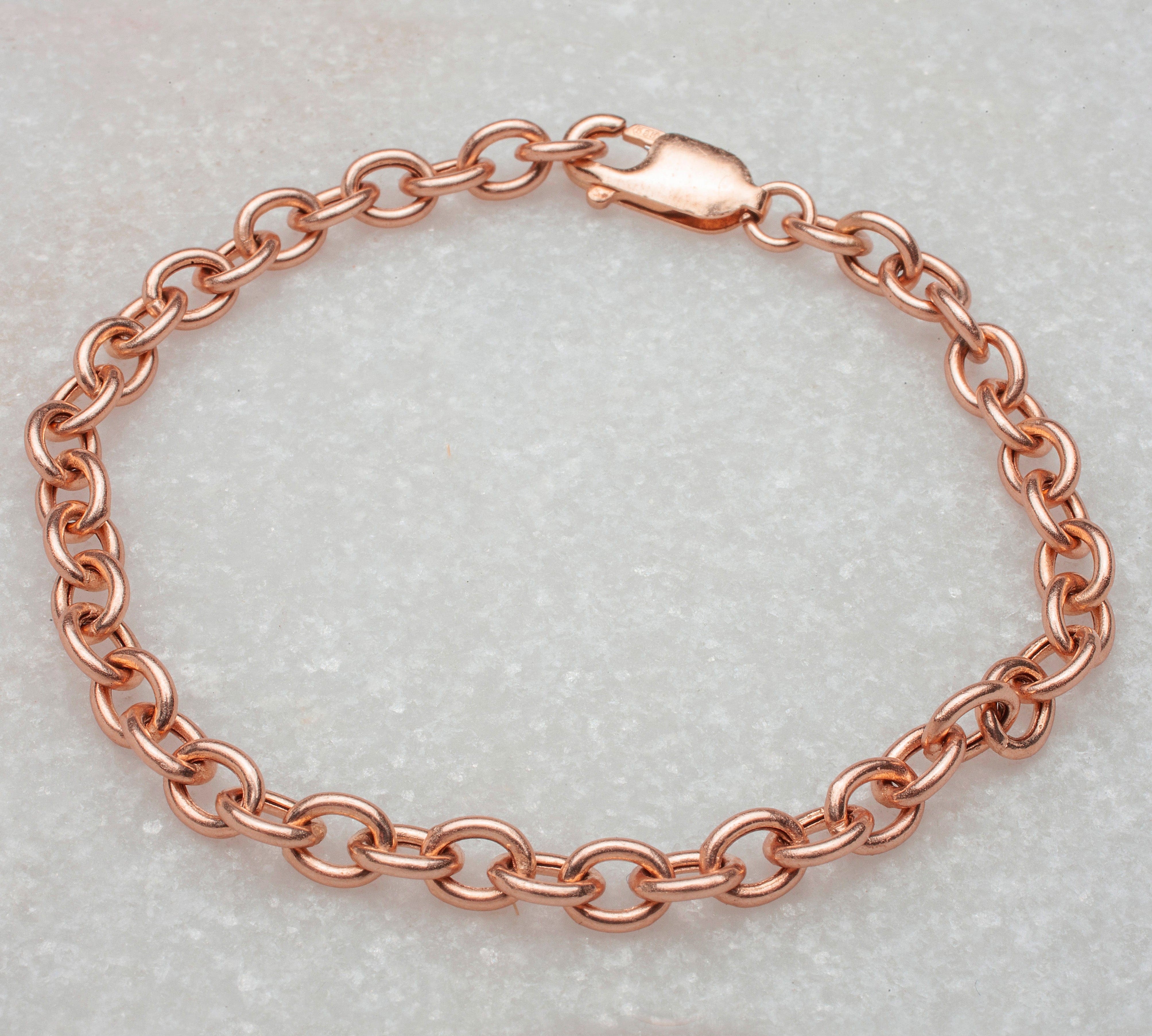 Bracelets 6.5" / Rose Gold 14K Gold Round Link Bracelet 5.2mm