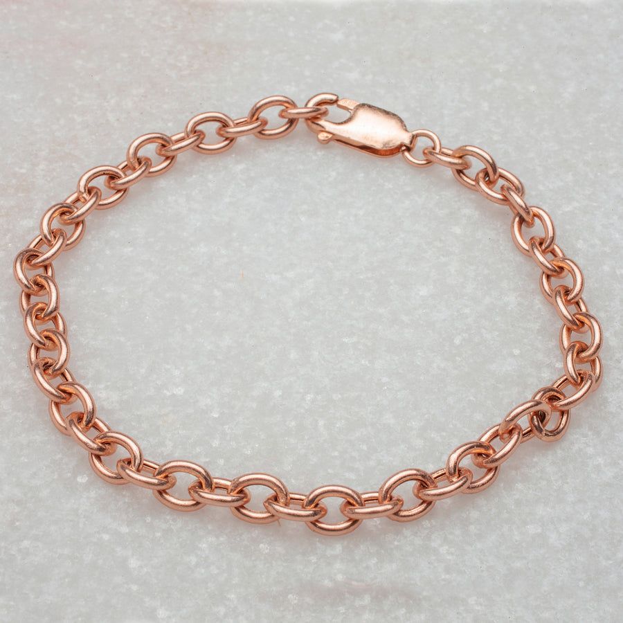 Bracelets 6.5" / Rose Gold 14K Gold Round Link Bracelet 5.2mm