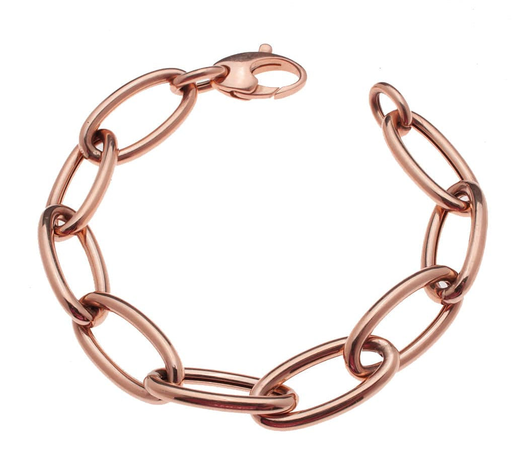 Bracelets 6.5" / Rose Gold Large 18K Gold Elongated Round Link Bracelet