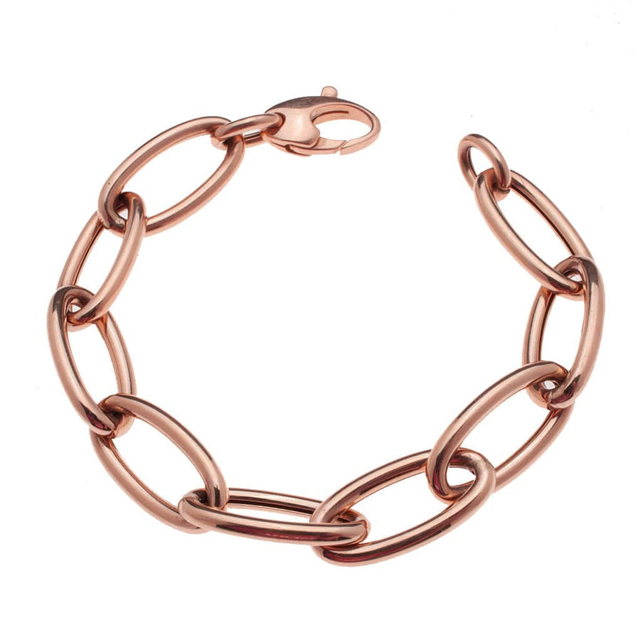 Bracelets 6.5" / Rose Gold Large 18K Gold Elongated Round Link Bracelet