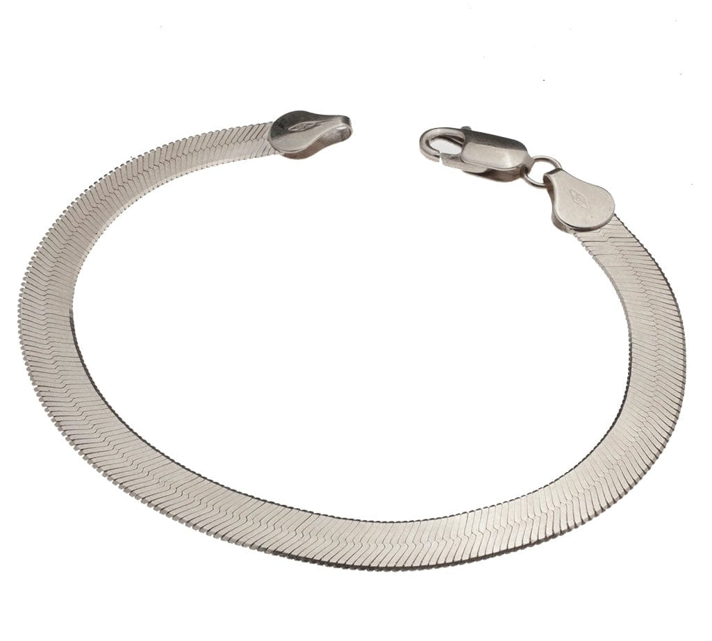 Bracelets 6.5" / White Gold / 14K 14K & 18K Gold Herringbone Chain Bracelet 6mm