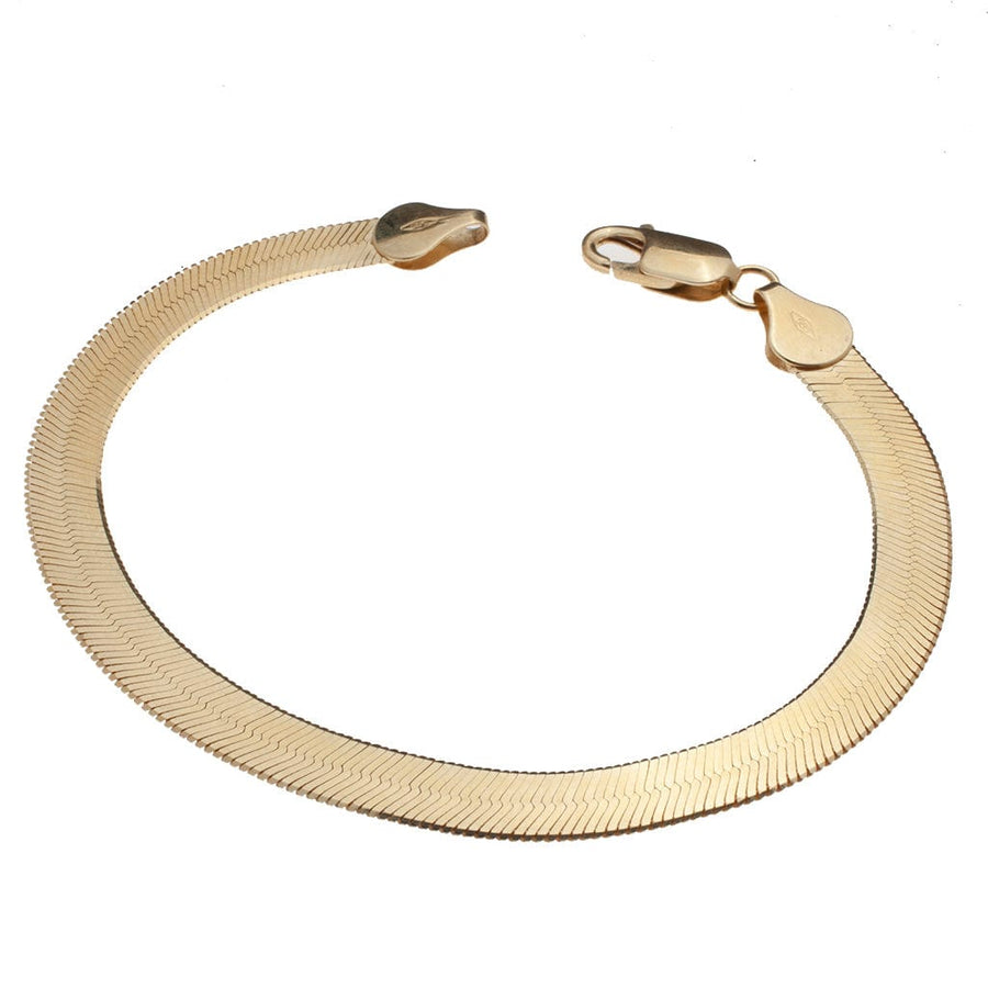 Bracelets 6.5" / Yellow Gold / 14K 14K & 18K Gold Herringbone Chain Bracelet 6mm