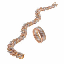 Bracelets 6" Large 14K Gold Tri-Color and Micro-Pave Diamond Cuban Link Chain Bracelet Signature Piece