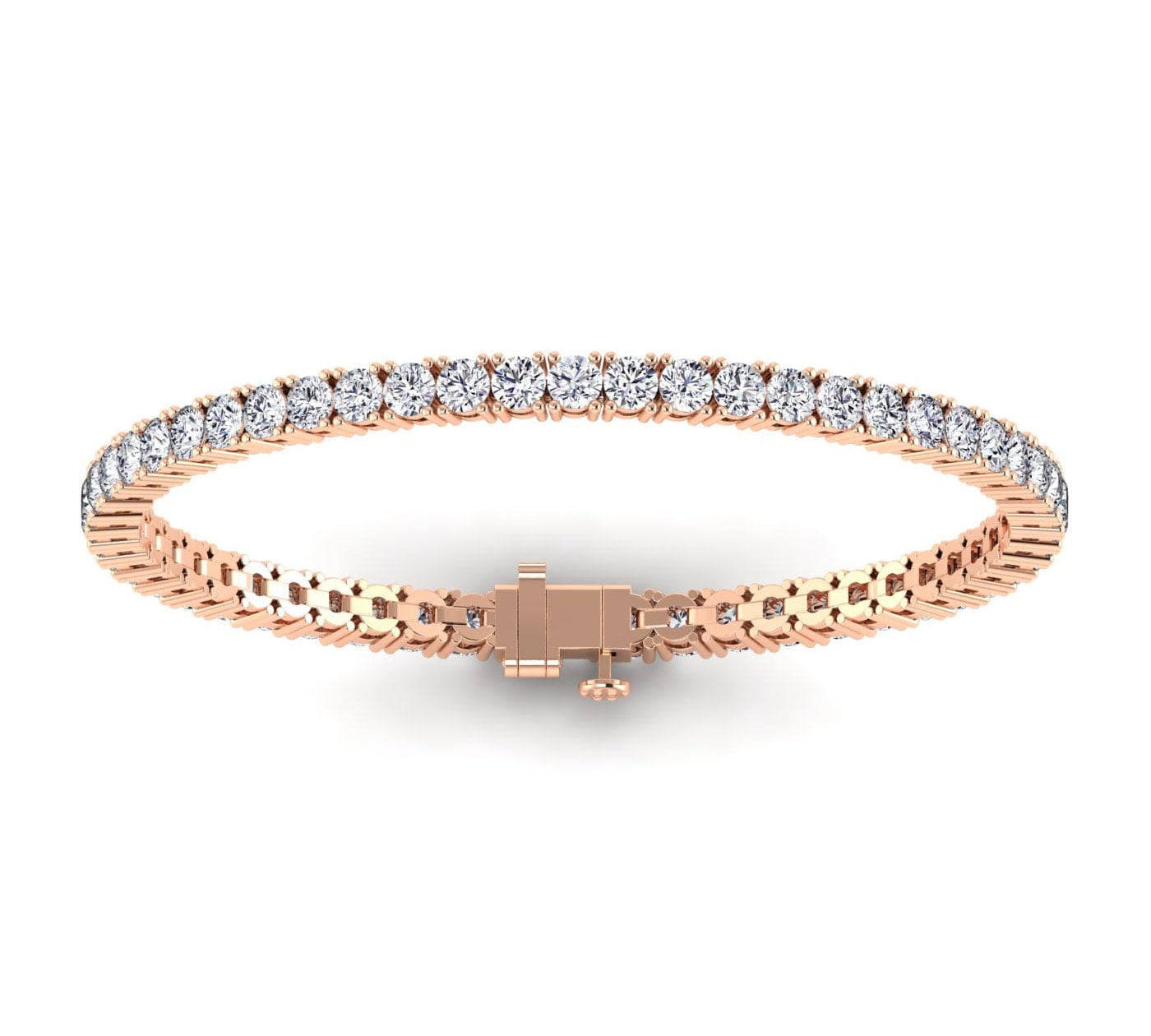 Bracelets 6" / Rose Gold / 14K 14K & 18K Gold Diamond Large Tennis Bracelet 6.95 ct & Up, 4-prong setting, Lab Grown