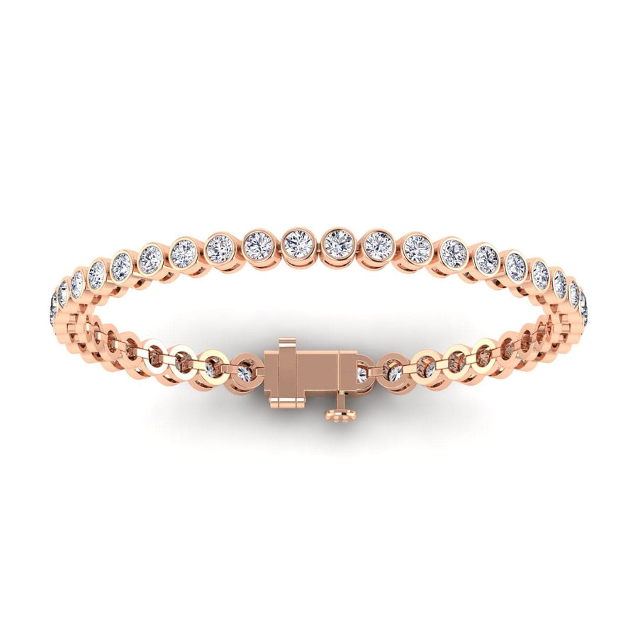 Bracelets 6" / Rose Gold / 14K 14K Gold and Diamond 6 ct Tennis Bracelet Bezel Set, Lab Grown