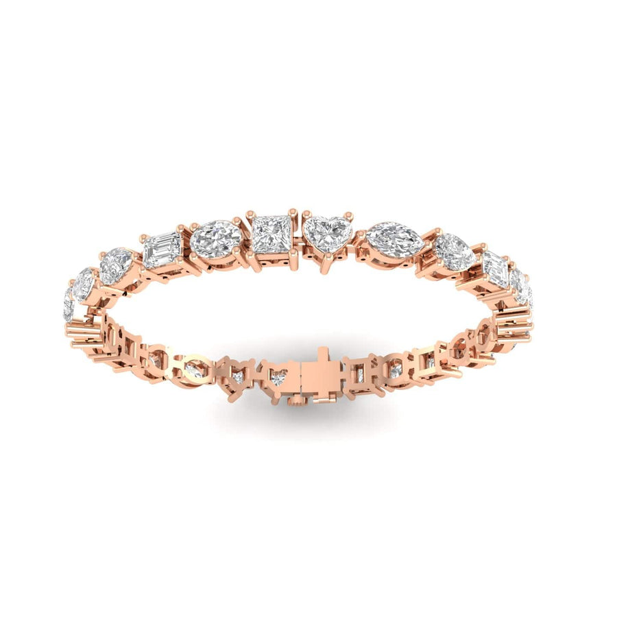 Bracelets 6" / Rose Gold / 14K 14K or 18K Gold and multi-shape Diamond 12.5 ct Tennis Bracelet, Lab Grown