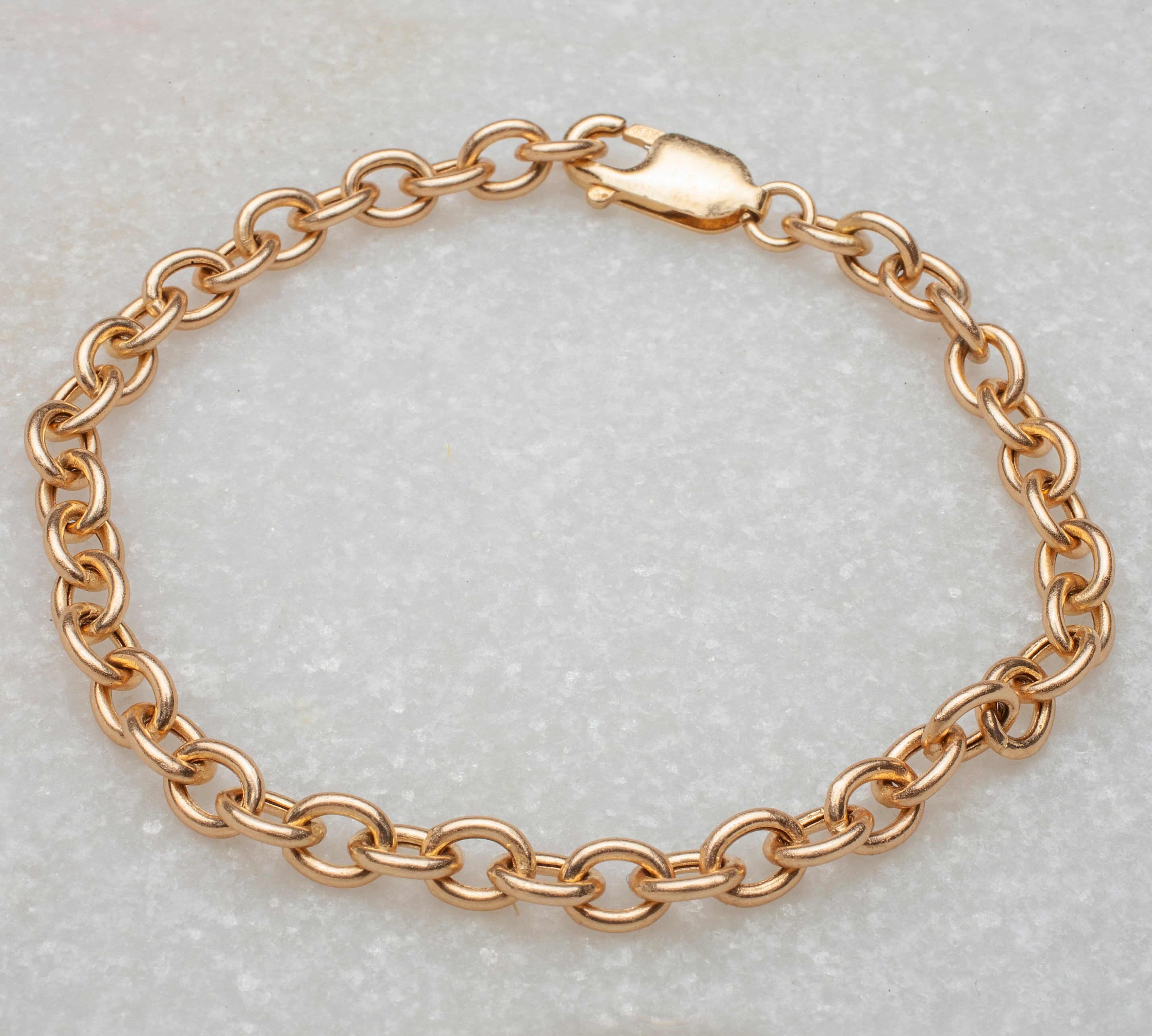 Bracelets 6" / Rose Gold 14K Gold Round Link Bracelet 5.2mm
